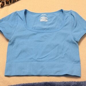 Wild Fable Sky Blue Ribbed Crop Top